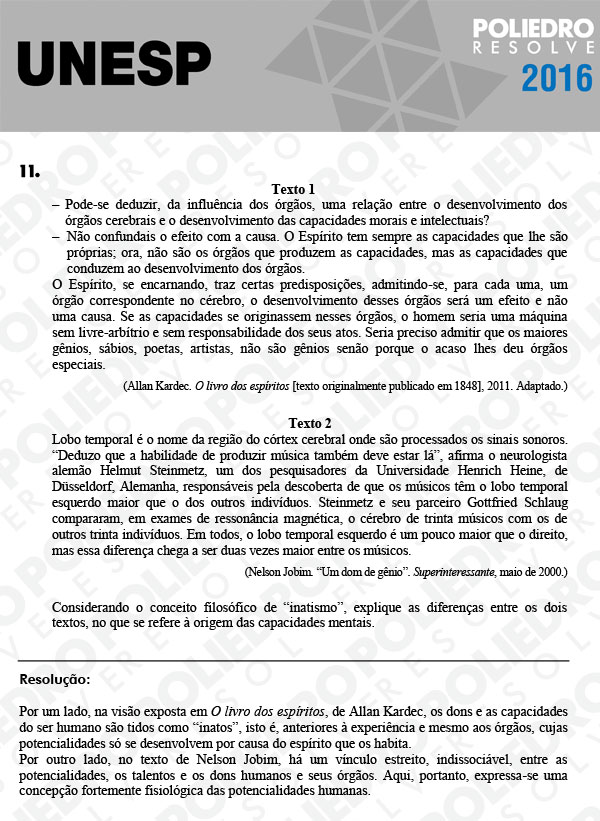 Dissertativa 11 - 2ª Fase - Unesp 2016