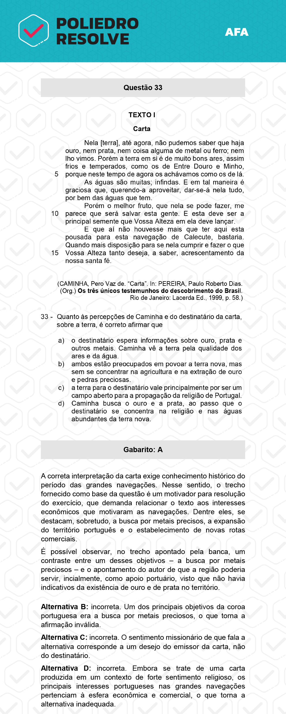 Questão 33 - Prova Tipo A - AFA 2023