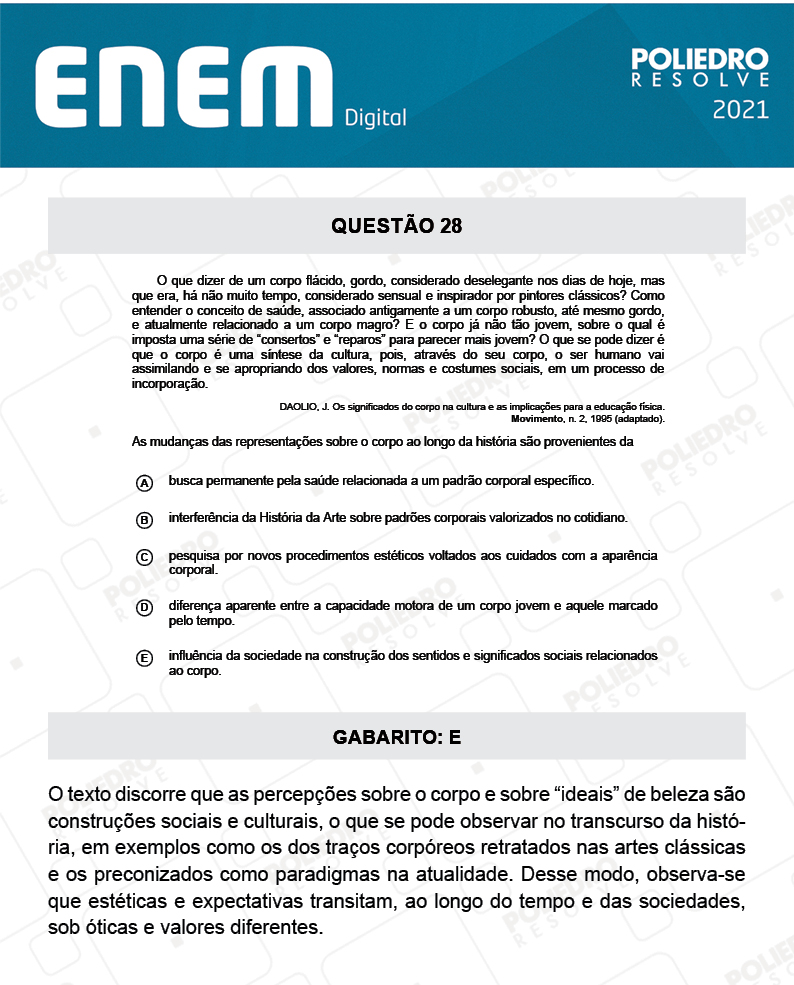 Questão 28 - 1º Dia - Prova Rosa - Espanhol - ENEM DIGITAL 2020