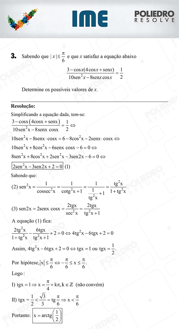 Dissertativa 3 - Matemática - IME 2018