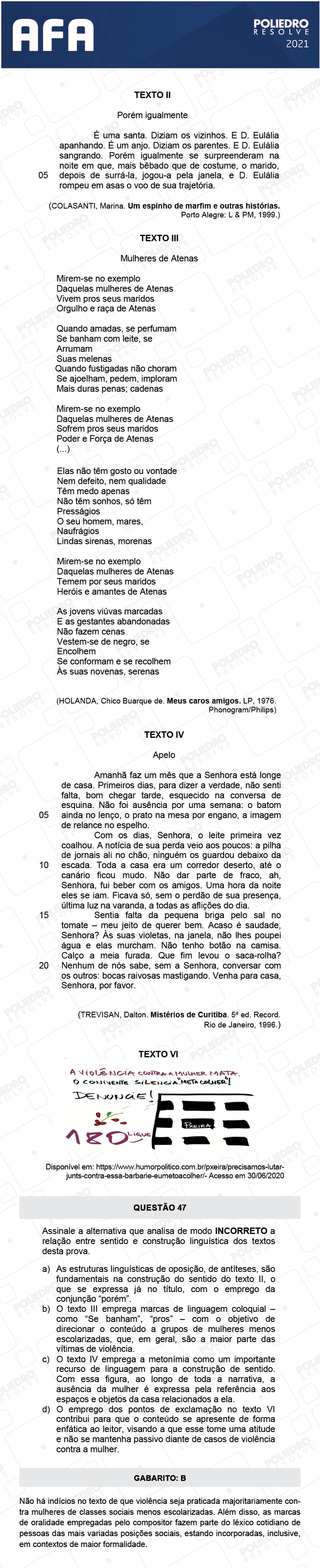 Questão 47 - Prova Tipo A - AFA 2021