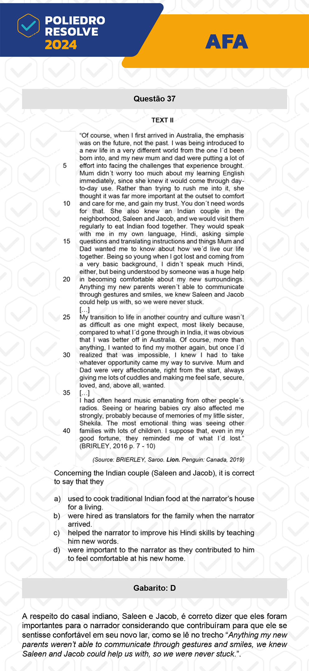 Questão 37 - Nova variação - AFA 2024