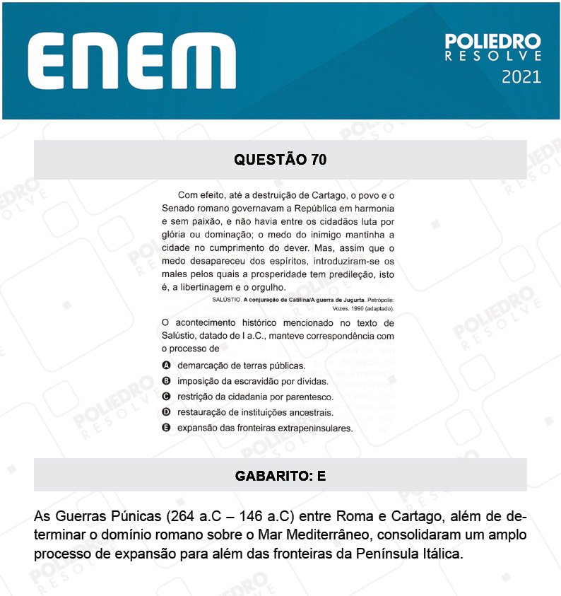 Questão 70 - 1º DIA - Prova Azul - ENEM 2020