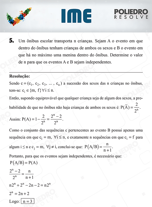 Dissertativa 5 - Matemática - IME 2018