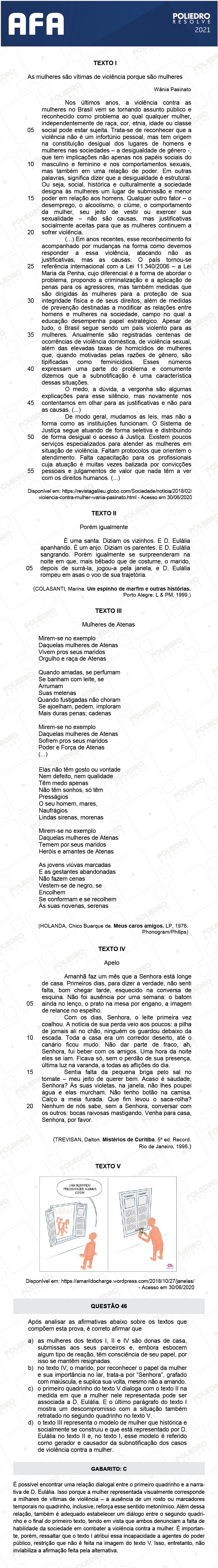 Questão 46 - Prova Tipo A - AFA 2021
