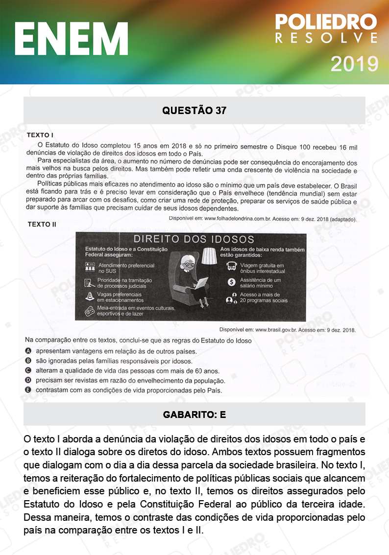 Questão 37 - 1º DIA - PROVA BRANCA - ENEM 2019