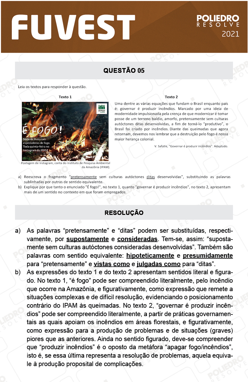 Dissertativa 5 - 2ª Fase - 1º Dia - Fuvest 2021