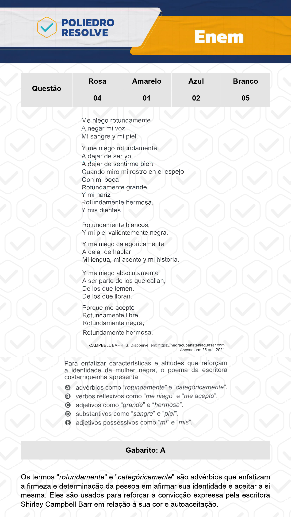 Questão 1 - 1º Dia - Prova Amarela