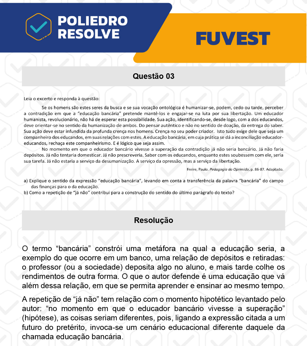 Dissertativa 3 - 2ª Fase - 1º Dia - Fuvest 2023