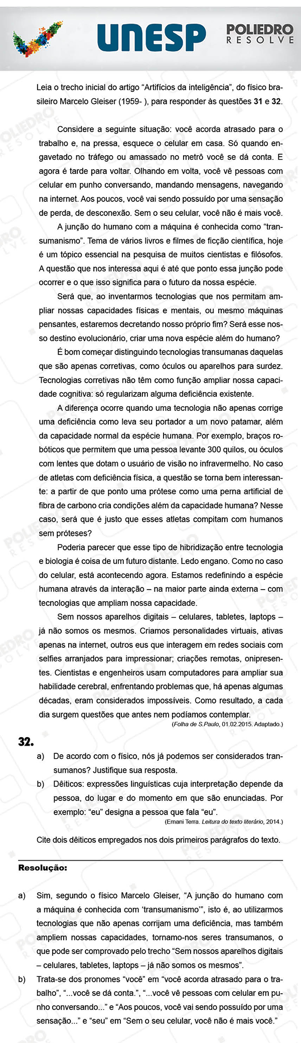 Dissertativa 32 - 2ª Fase - Unesp 2018