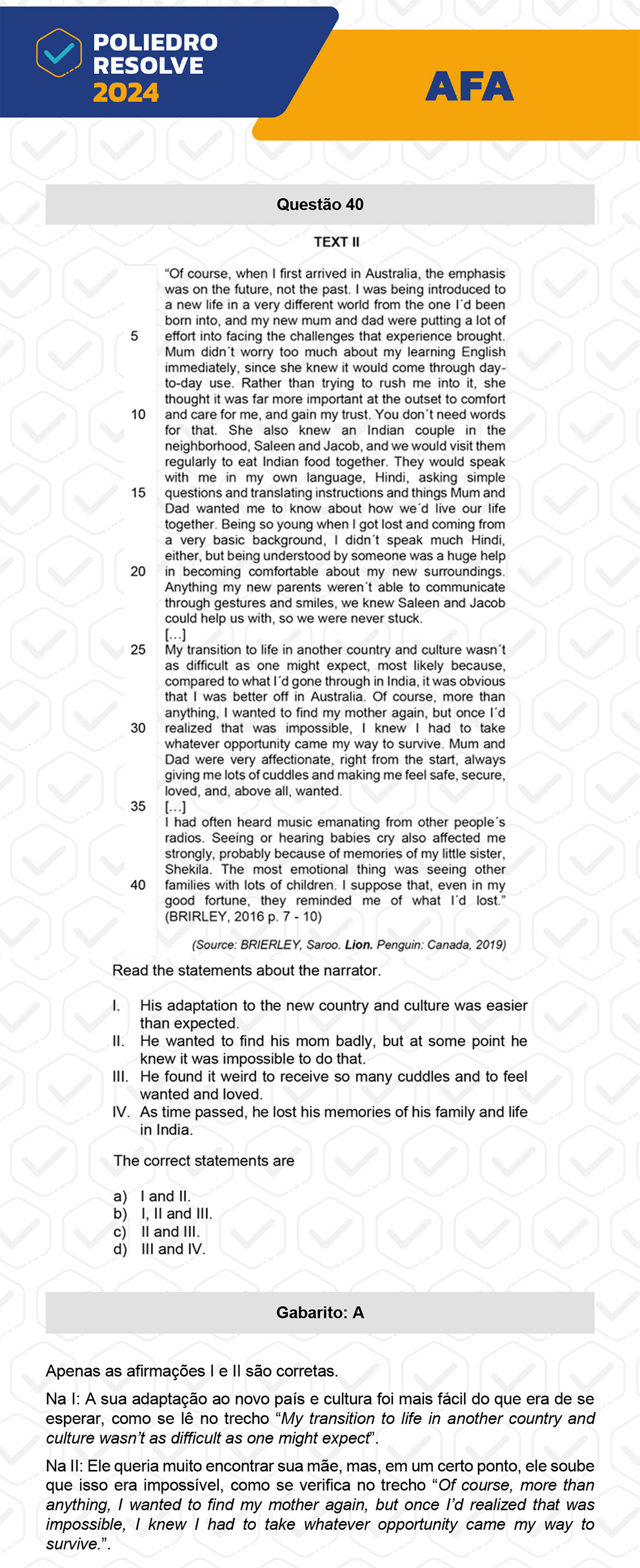 Questão 40 - Prova Tipo A - AFA 2024