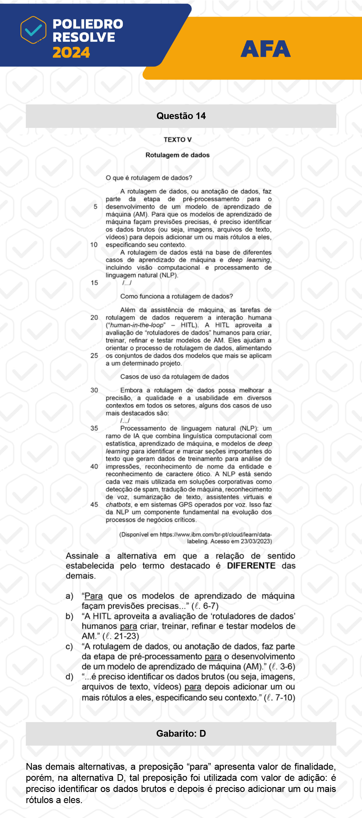 Questão 14 - Prova Tipo A - AFA 2024