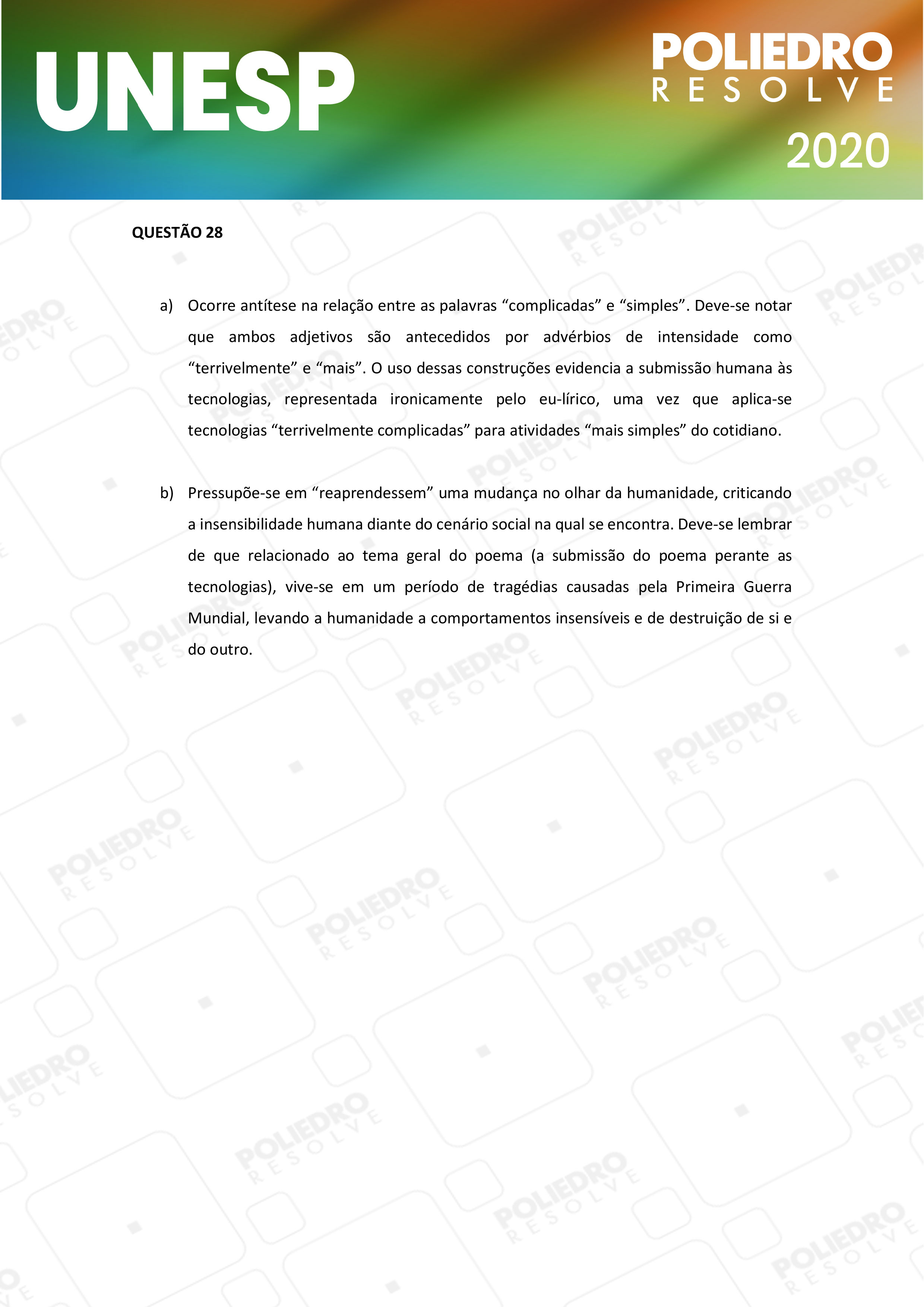 Dissertativa 28 - 2ª Fase - 2º Dia - Unesp 2020