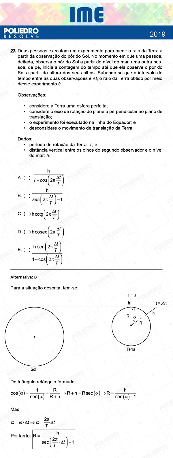 Questão 27 - 1ª Fase - IME 2019
