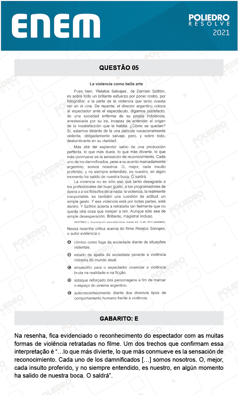 Questão 5 - 1º DIA - Prova Amarela - ENEM 2020