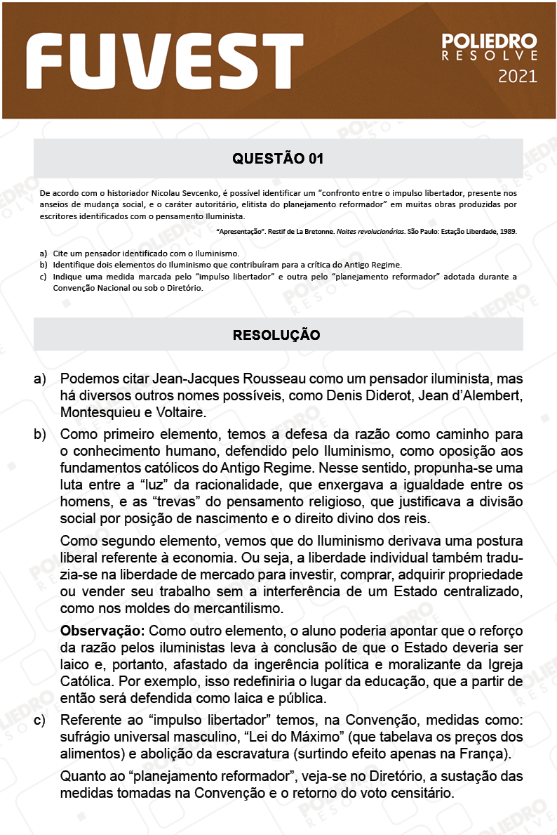 Dissertativa 1 - 2ª Fase - 2º Dia - Fuvest 2021
