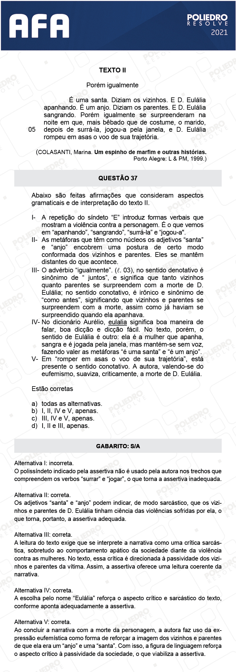 Questão 37 - Prova Tipo A - AFA 2021