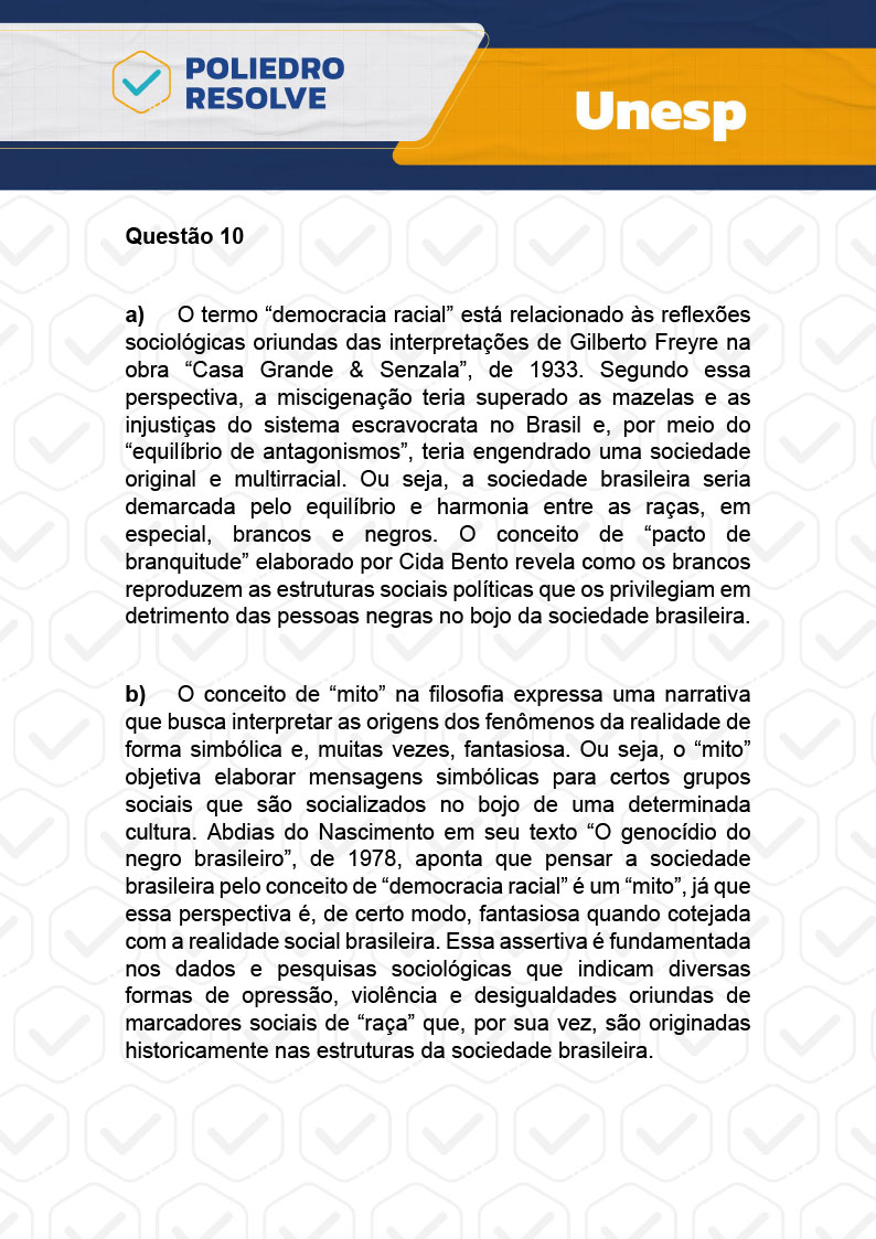 Dissertativa 10 - 2ª Fase - 1º Dia - Unesp 2024