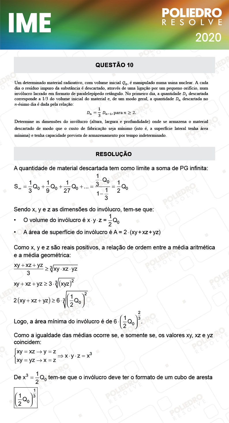 Dissertativa 10 - 2ª Fase - Matemática - IME 2020
