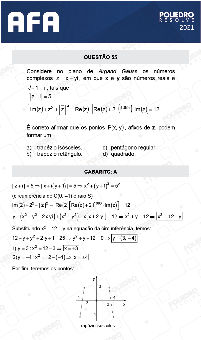 Questão 55 - Prova Tipo A - AFA 2021