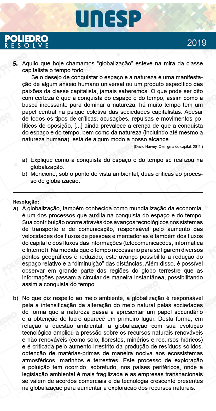 Dissertativa 5 - 2ª Fase - 1º Dia - Unesp 2019