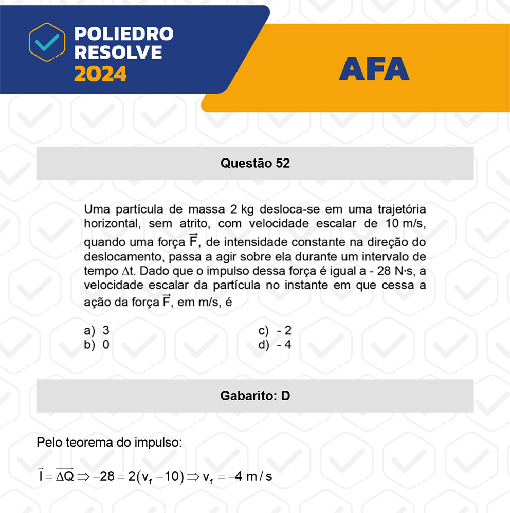Questão 52 - Nova variação - AFA 2024