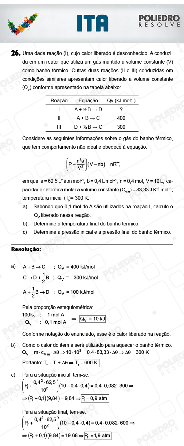Dissertativa 26 - Química - ITA 2018