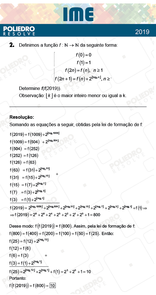 Dissertativa 2 - 2ª Fase - Matemática - IME 2019