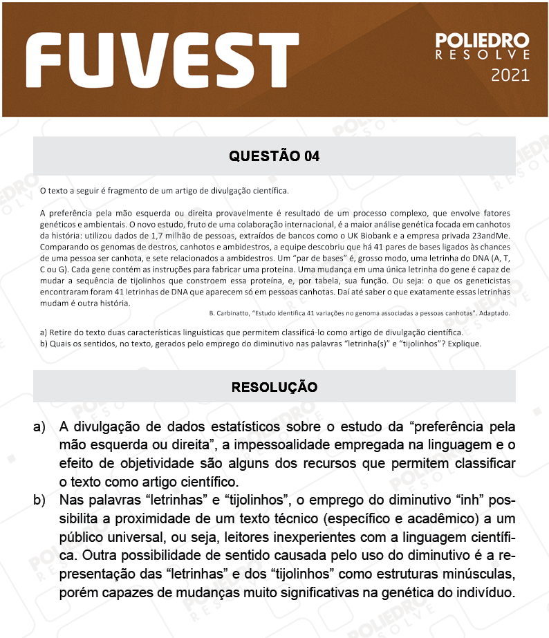 Dissertativa 4 - 2ª Fase - 1º Dia - Fuvest 2021