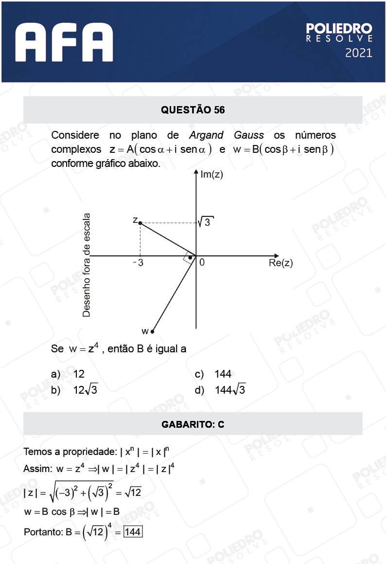 Questão 56 - Prova Tipo A - AFA 2021