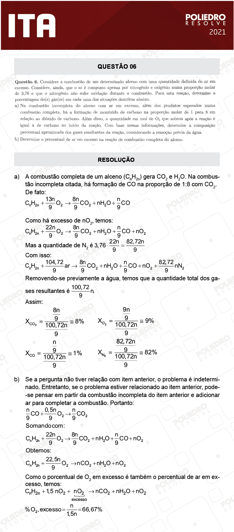 Dissertativa 6 - 2ª Fase - 1º Dia - Mat/Quí - ITA 2021