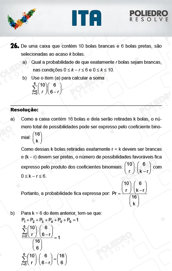 Dissertativa 26 - Matemática - ITA 2018