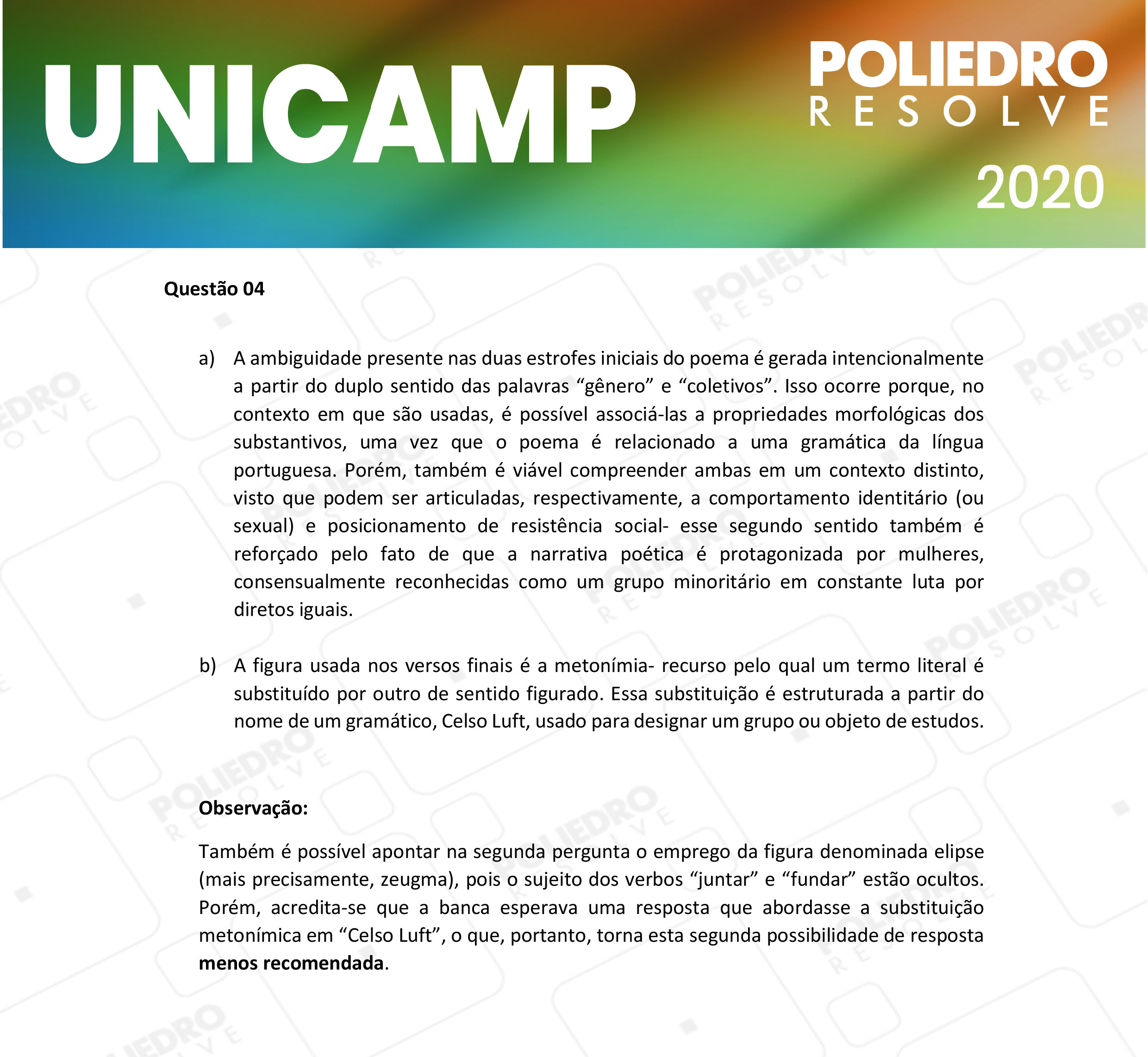 Dissertativa 4 - 2ª Fase - 1º Dia - Unicamp 2020