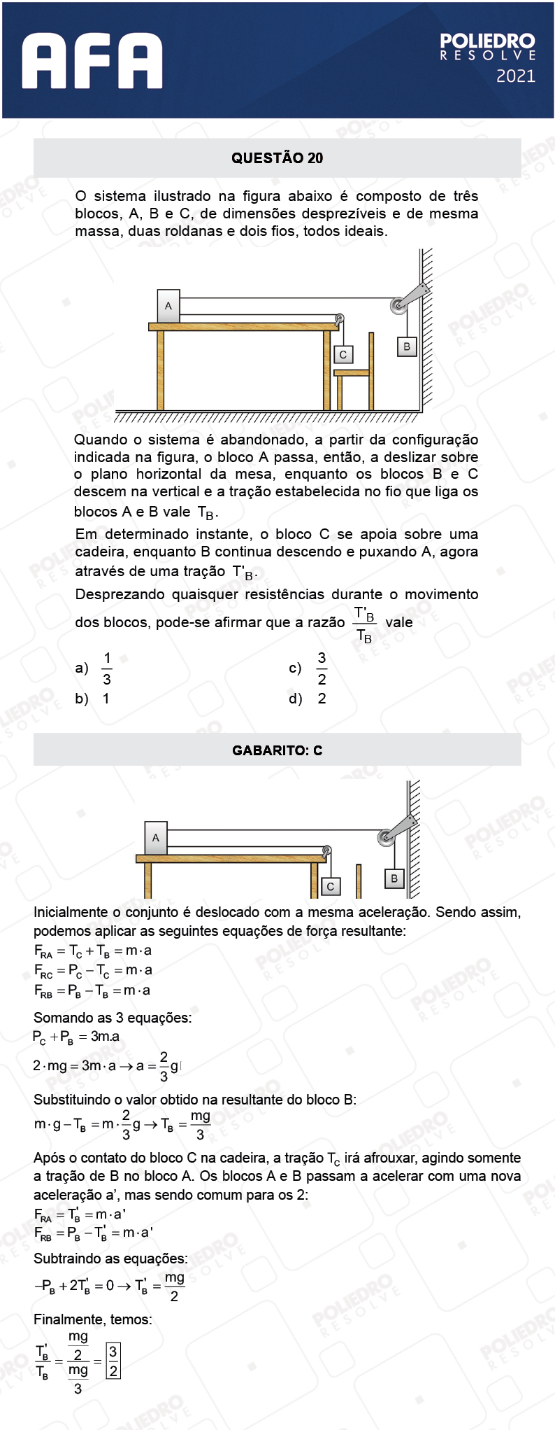 Questão 20 - Prova Tipo A - AFA 2021