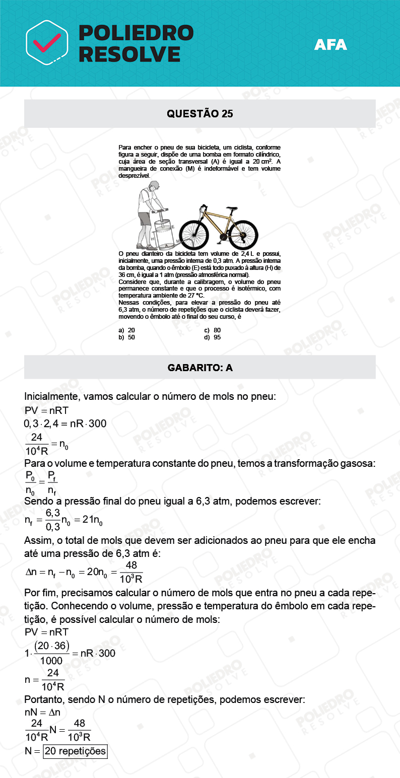 Questão 25 - Prova Tipo A - AFA 2022