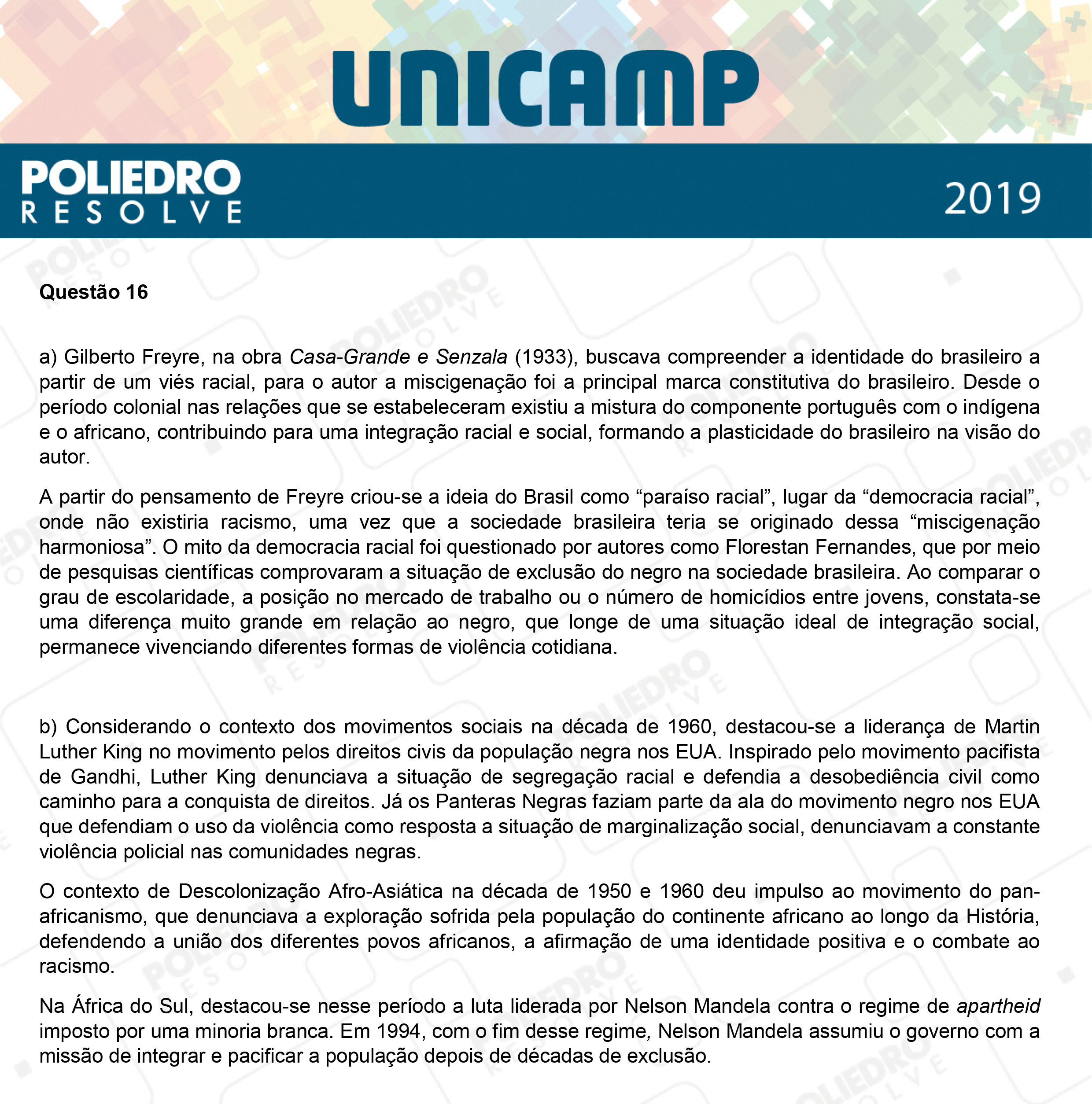 Dissertativa 16 - 2ª Fase - 2º Dia - Unicamp 2019