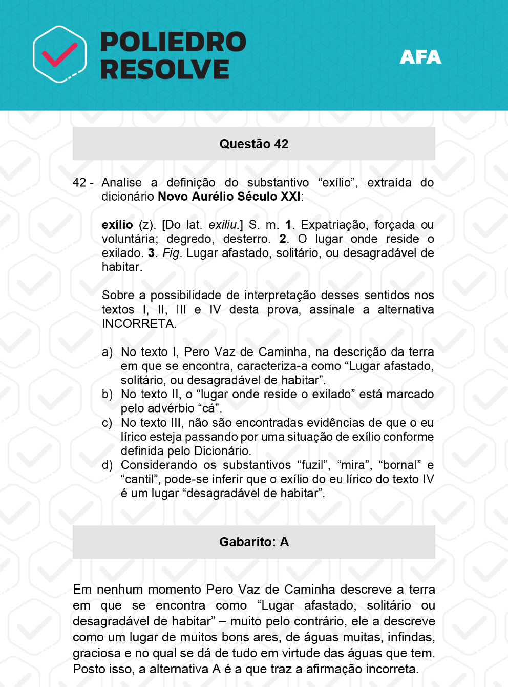 Questão 42 - Prova Tipo A - AFA 2023