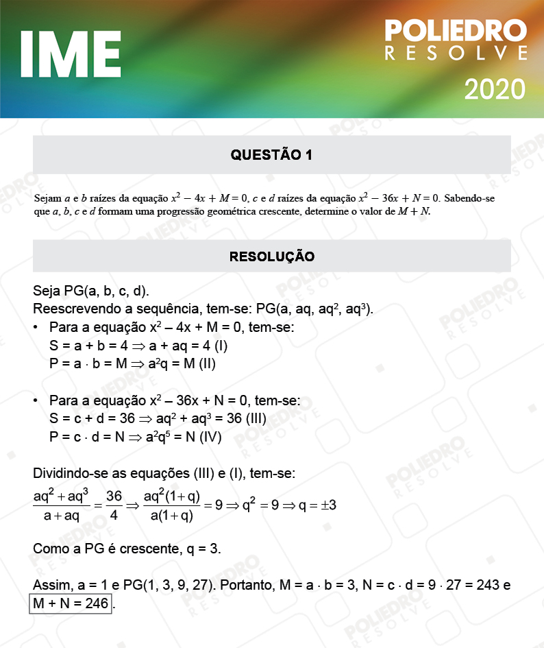 Dissertativa 1 - 2ª Fase - Matemática - IME 2020