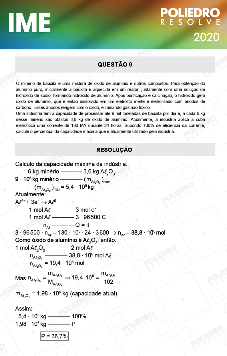 Dissertativa 9 - 2ª Fase - Química - IME 2020