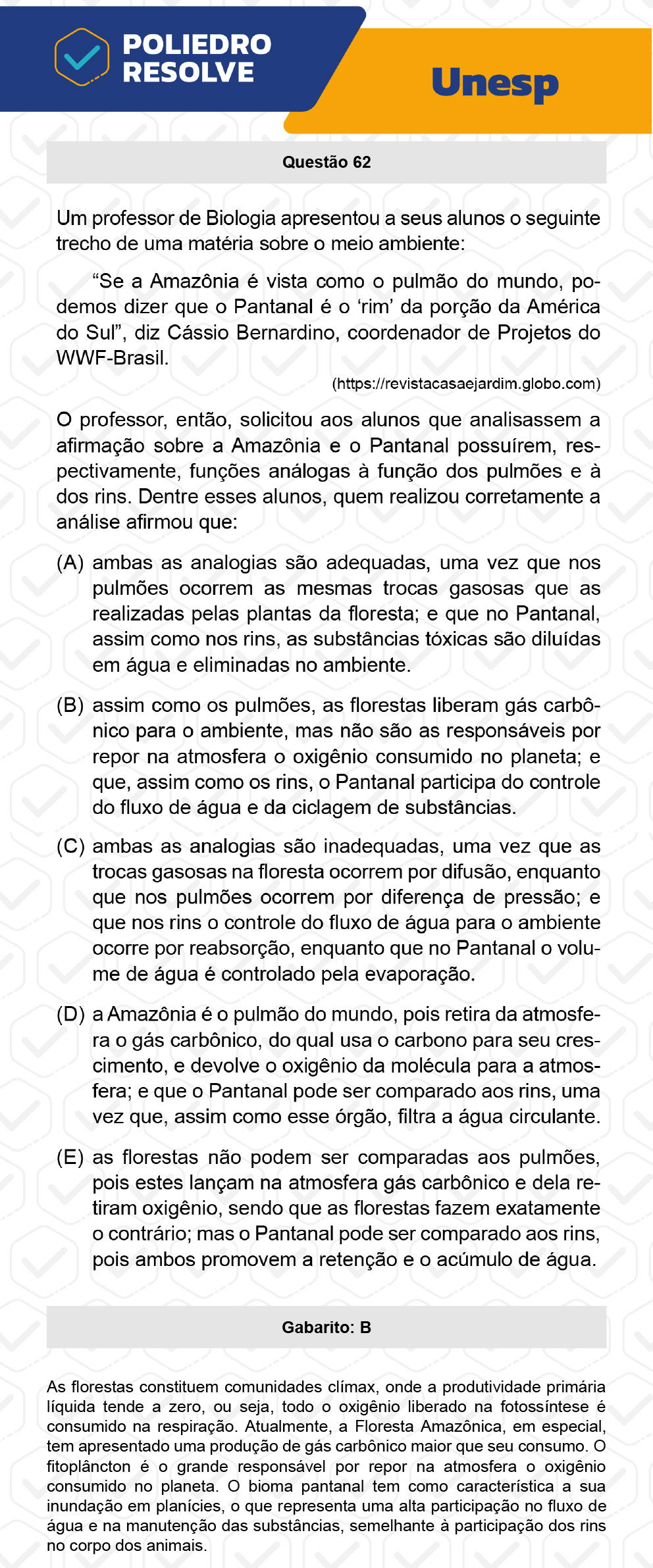Questão 62 - 1ª Fase - UNESP 2023