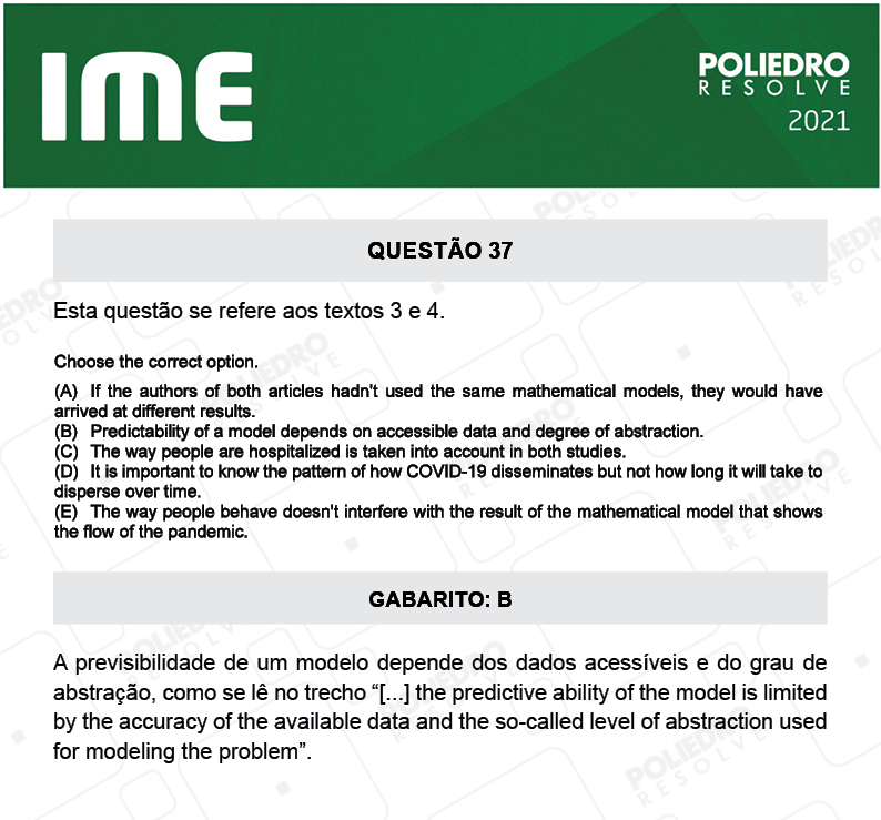 Questão 37 - 2ª Fase - Português/Inglês - IME 2021