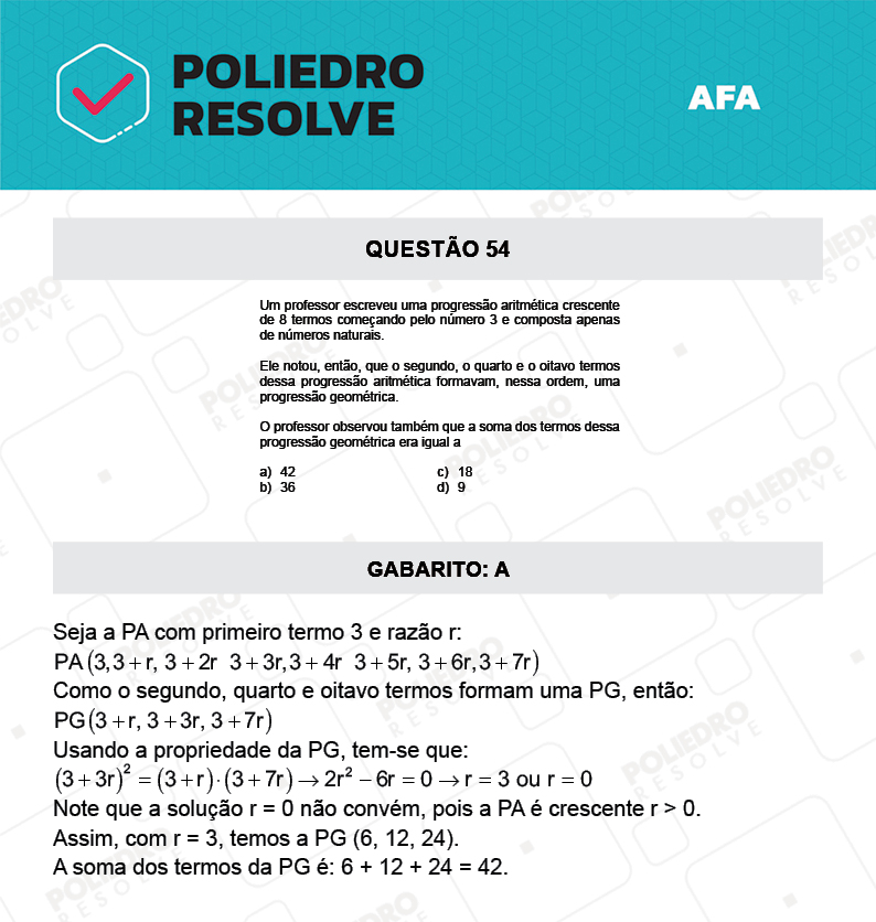 Questão 54 - Prova Tipo A - AFA 2022