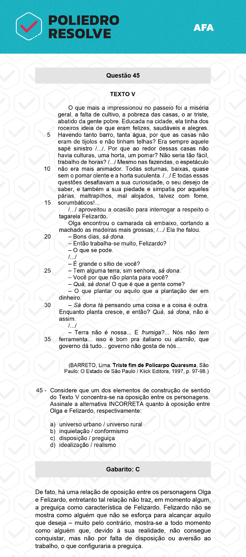 Questão 45 - Prova Tipo A - AFA 2023