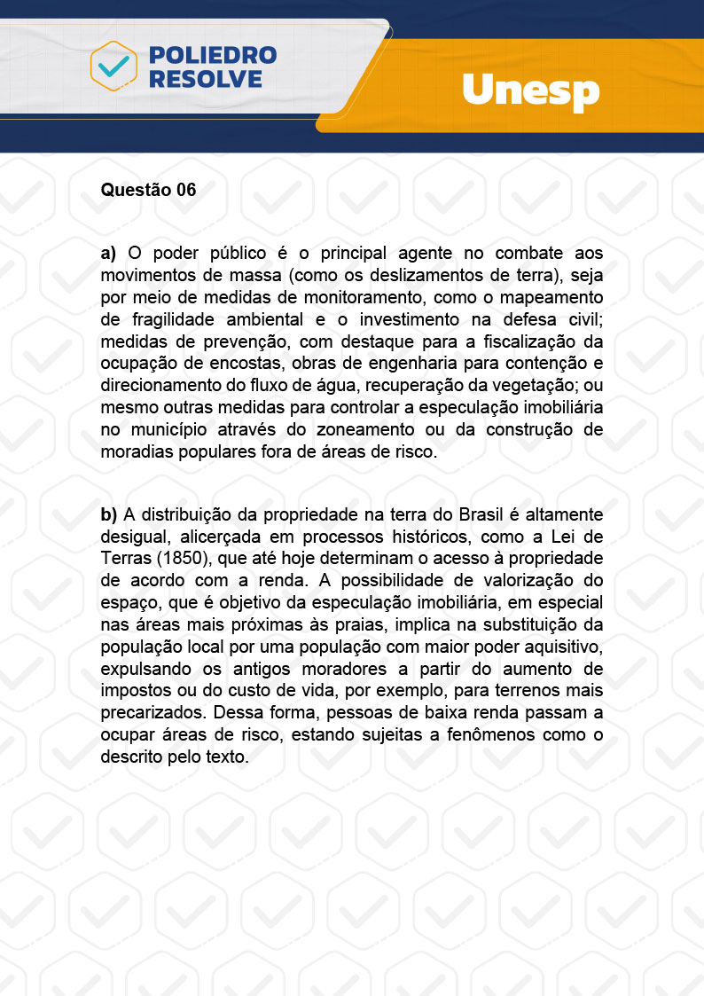 Dissertativa 6 - 2ª Fase - 1º Dia - Unesp 2024