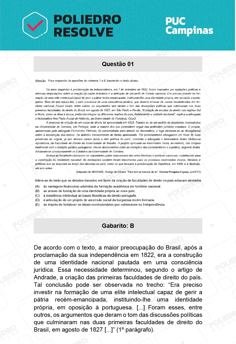 Questão 1 - Demais cursos - PUC-Campinas 2022