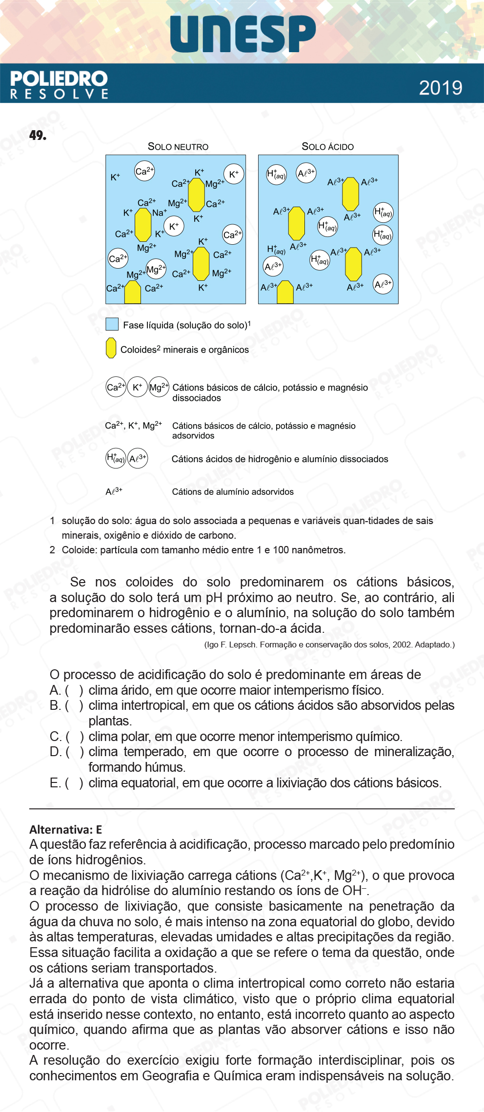 Questão 49 - 1ª Fase - UNESP 2019