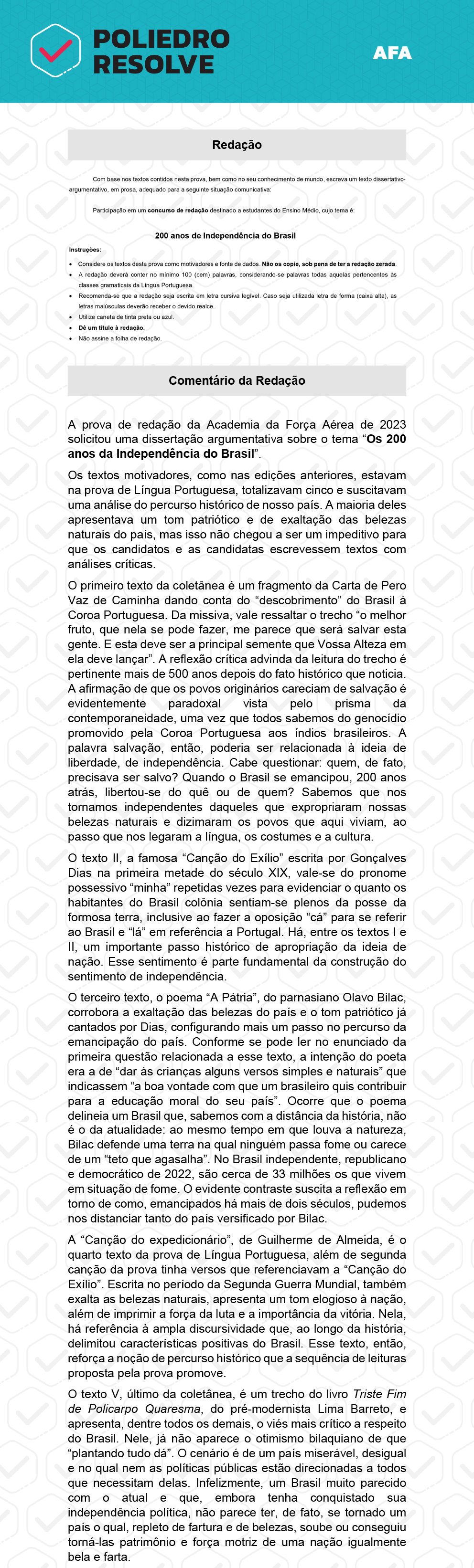 Redação - Prova Tipo A - AFA 2023