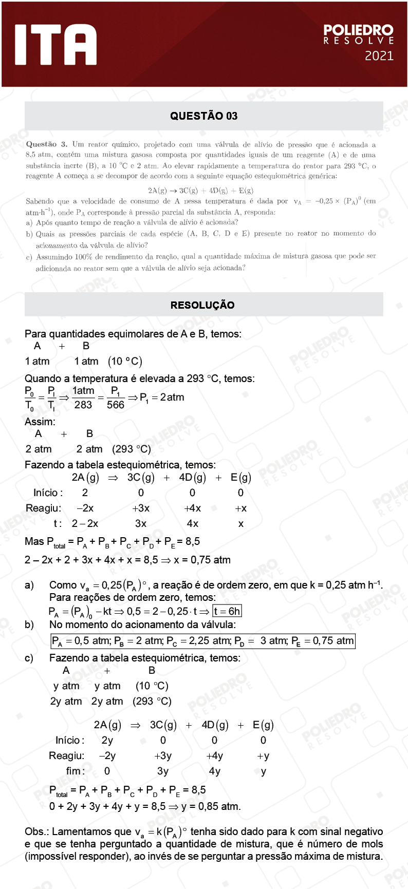 Dissertativa 3 - 2ª Fase - 1º Dia - Mat/Quí - ITA 2021