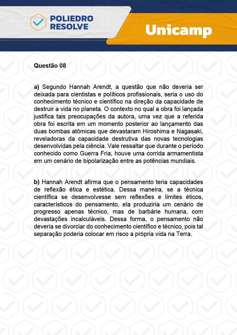 Dissertativa 8 - 2ª Fase - 2º Dia - Unicamp 2024