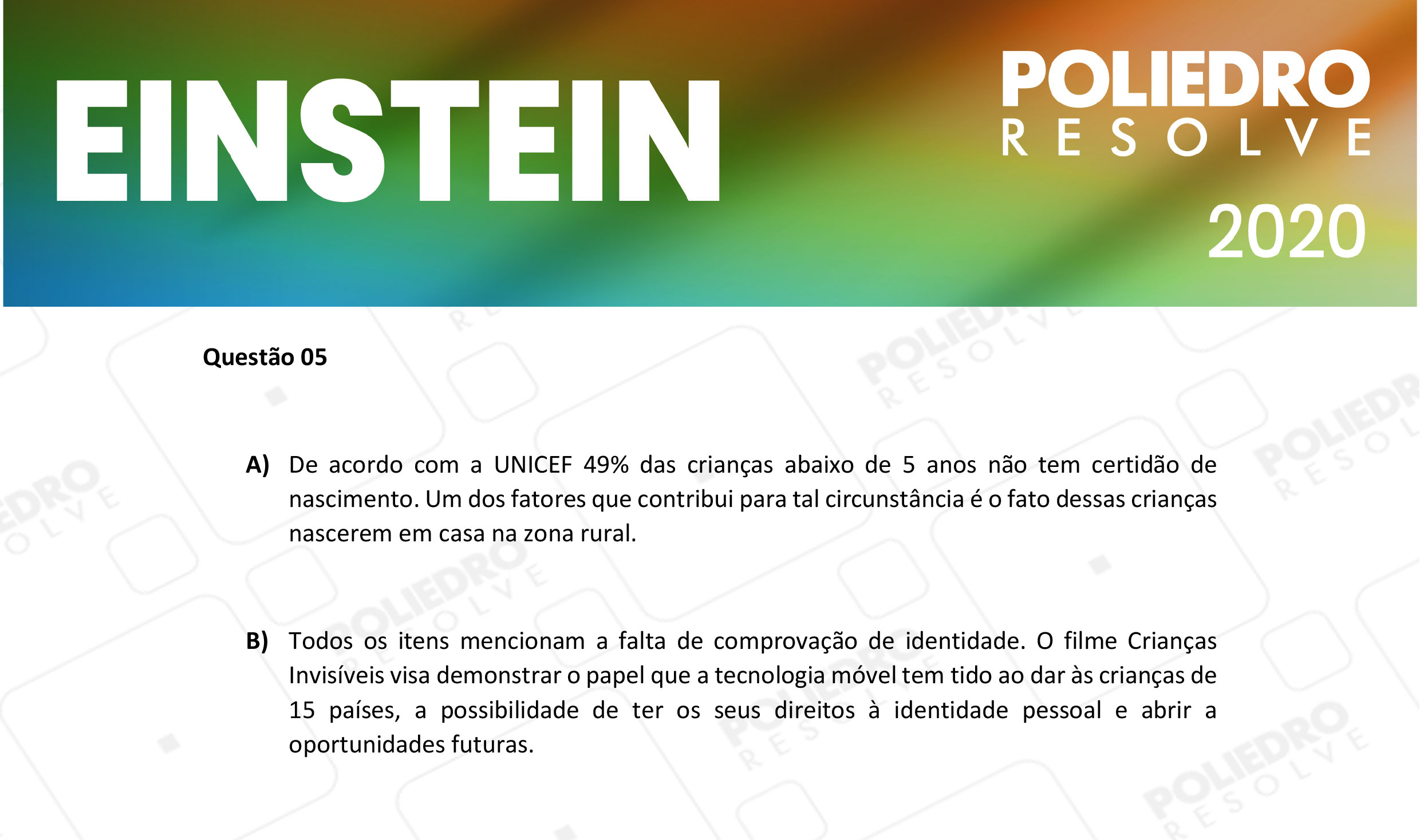 Dissertativa 5 - Fase única - Einstein 2020